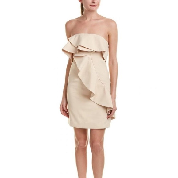 NWT FEW MODA Blush Strapless Ruffle Mini Cocktail Dress Sz S - Picture 1 of 10